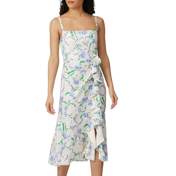 Prabal Gurung Dresses & Skirts - Prabal Gurung x RTR Dress Womens Size 4 Collective Floral Side Ruffle Midi Ivory